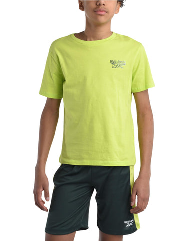Reebok BoysÃ¢â‚¬â„¢ Shorts Set - 2 Piece Performance T-Shirt and Basketball Gym Shorts (8-12), Size 12, Acid Yellow
