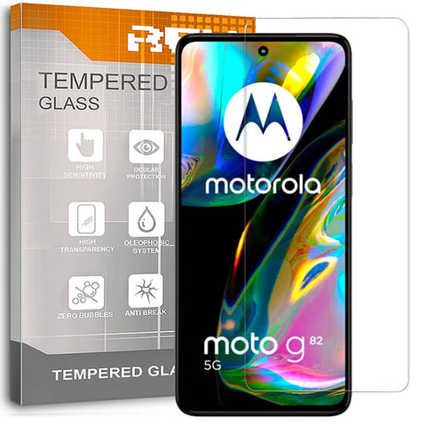 REY Pack of 2 Tempered Glass Screen Protectors for Moto G82 5G, Screen Protector, Screen Protector 9H+ Hardness, Anti-Scratch Oil Bubbles