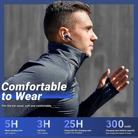 Ayaa Noise Canceling Translucent Earphones, HiFi Dual Stereo Microphone Mini in-Ear Earbuds Touch Control Stereo Surround Transparent TWS Gaming Earbuds, Sport Earphones (Black)