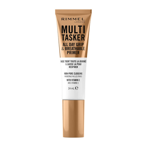 Rimmel Multi-Tasker All Day Grip & Breathable Primer, Lightweight, Gel Texture, Gripping Power, Infused with Vitamin C & Hyaluronic Acid, Hydrating, Prep Skin for Makeup, Suitable For All Skin Types