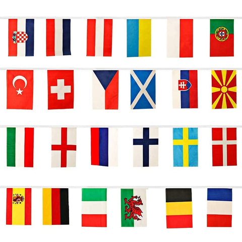 2024 Euro Football Championship Bunting Flags - European Flag Bunting for Garden, Bar, Party Decoration - Includes Flags of 24 Participating Teams - 2024 Euro Decorations (6.5M?14 * 21CM?)