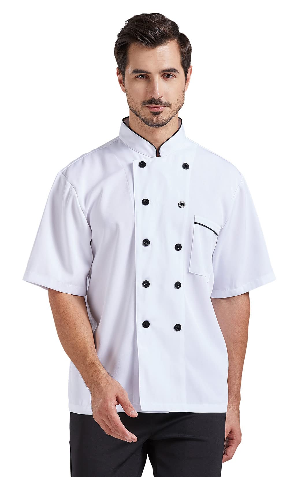 Nanxson Unisex Chef Coat Kitchen Short/Short Sleeve Chef Jacket for Men and Women CFM0001 ShortWhiteXL