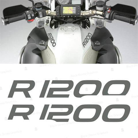 2x R1200 for Motorrad R 1200 GS ADESIVI PEGATINA STICKERS AUTOCOLLANT AUFKLEBER VINIL Motorcycle r1200gs (Grey)