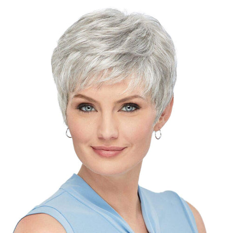 HAIRCUBE Silver Grey Human Hair Wig Natural Short Wigs for Women Party or Daily Wear