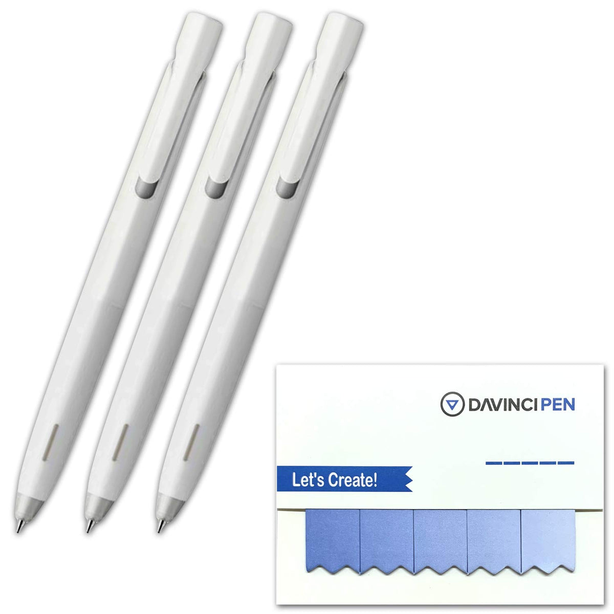 ZEBRA PENS BLEN Emulsion ballpoint pen White body 0.5mm (black ink) pack of 3 with DAVINCIPEN Sticky Note