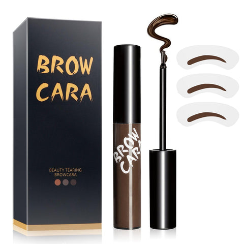 Brow Tattoo Peel Off - Eyebrow Gel Long-Lasting Makeup & Waterproof Eye Brow Pencils, Brow Gel Eyebrow Tattoos with Eyebrow Stencils for Women Create Full Voluminous Brows (Dark Brown)