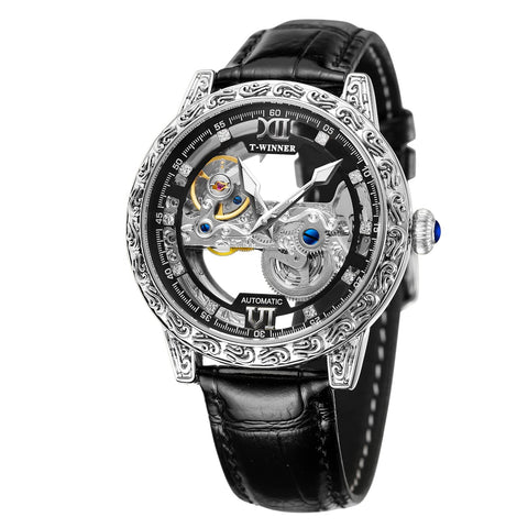 FORSINING Skeleton Watch for Men Automatic Luminous Self Winding Steampunk Dress Wrist Watch