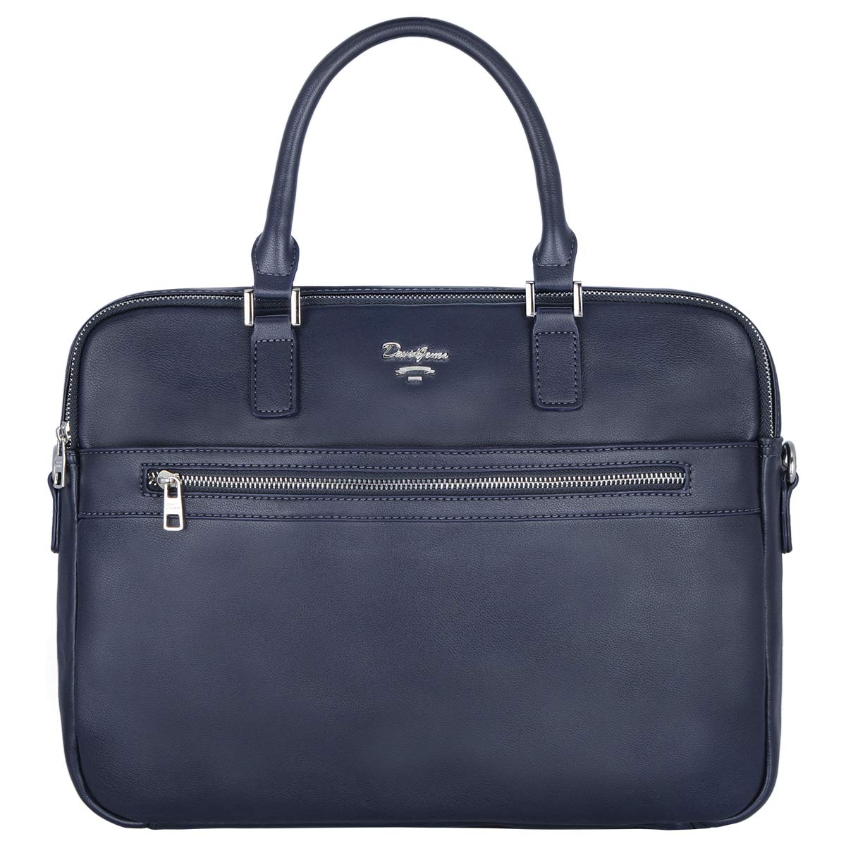 David Jones - Mens Business Briefcase Work Handbag - 13 Inch Laptop Bag PU Leather - Shoulder Messenger Crossbody Bag - Satchel Computer Case Handbag - Office College Travel Elegant - Blue