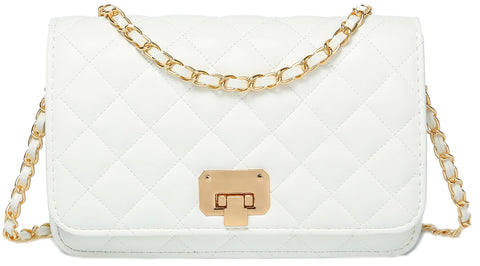 HAKSIM Women Shoulder Bag Quilted Crossbody Purse Designer Lattice Leather Chain Bag white Size: S