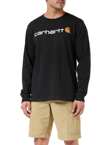Carhartt Men's Relaxed Fit Heavyweight Long-Sleeve Logo Graphic T-Shirt, Black, S