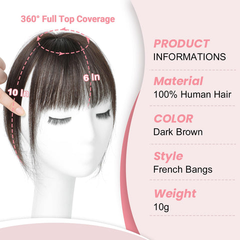 Lasunork Clip in Fringe Clip in Hair Extension Clip in Hair Extensions Real Human Hair 100% Human Hair Extensions Clip in Fringe Clip in Bangs 360ÃƒÆ’Ã†â€™ÃƒÂ¢Ã¢â€šÂ¬Ã…Â¡ÃƒÆ’Ã¢â‚¬Å¡Ãƒâ€šÃ‚Â°Cover Bangs For Daily Wear (Dark Brown)