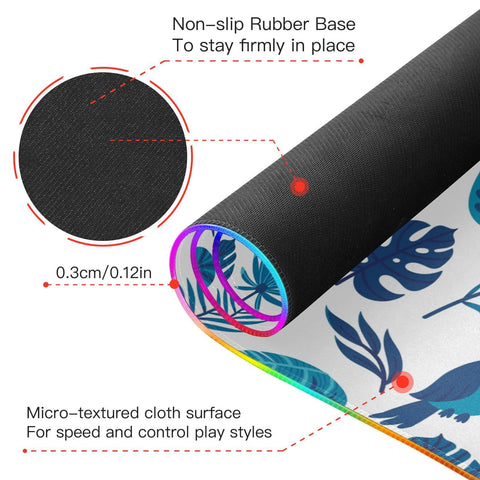 Cute Toucans and Palm Leaves Wireless Charging Mouse Pad for Mobile Phone Extra Large Gaming Mousepad with 13 Lighting Modes Mouse Mat for Gaming MacBook PC Laptop Desk Home Office