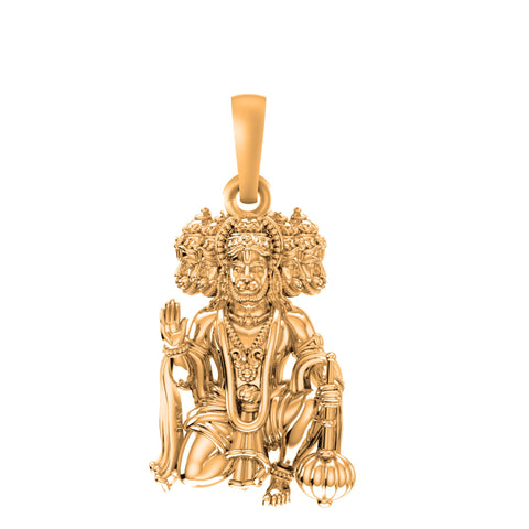 Samyuktha 925 Sterling Silver 22k Gold Plated God Panchmukhi Hanuman Pendant Lord Panch mukhi Hanuman Locket for Men and Women