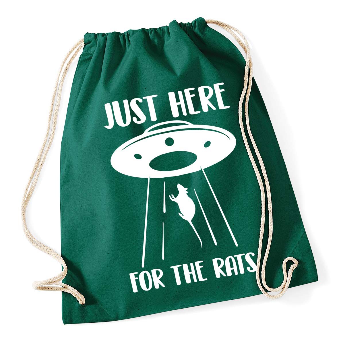 Hippowarehouse Just here for the rats Ufo Drawstring Cotton School Gym Bag 37cm x 46cm, 12 litres