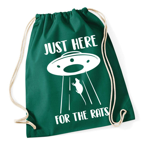 Hippowarehouse Just here for the rats Ufo Drawstring Cotton School Gym Bag 37cm x 46cm, 12 litres