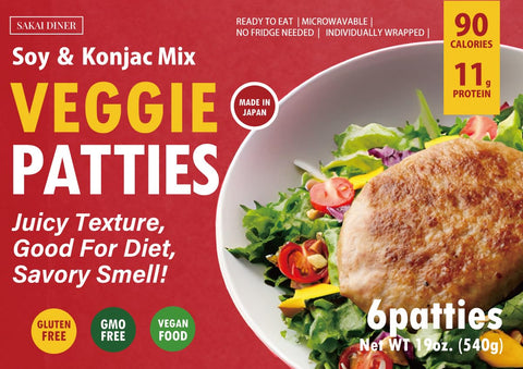 LEONIS Veggie Patties 6pcs - High-Protein, Low-Calorie Plant-Based Konjac & Soy Burger Alternative