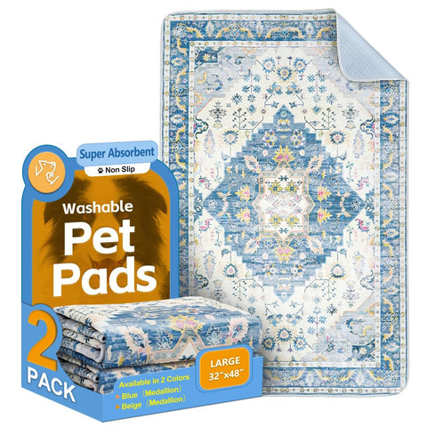 Washable Pee Pads for Dogs, 2 Pack Reusable Puppy Training Pads 48"x32" Super Absorbent Waterproof Dog Training Pads, Non-Slip Potty Pads for Floor, Crate, Couch, Whelping Pads Litter Mat Pet Supplies