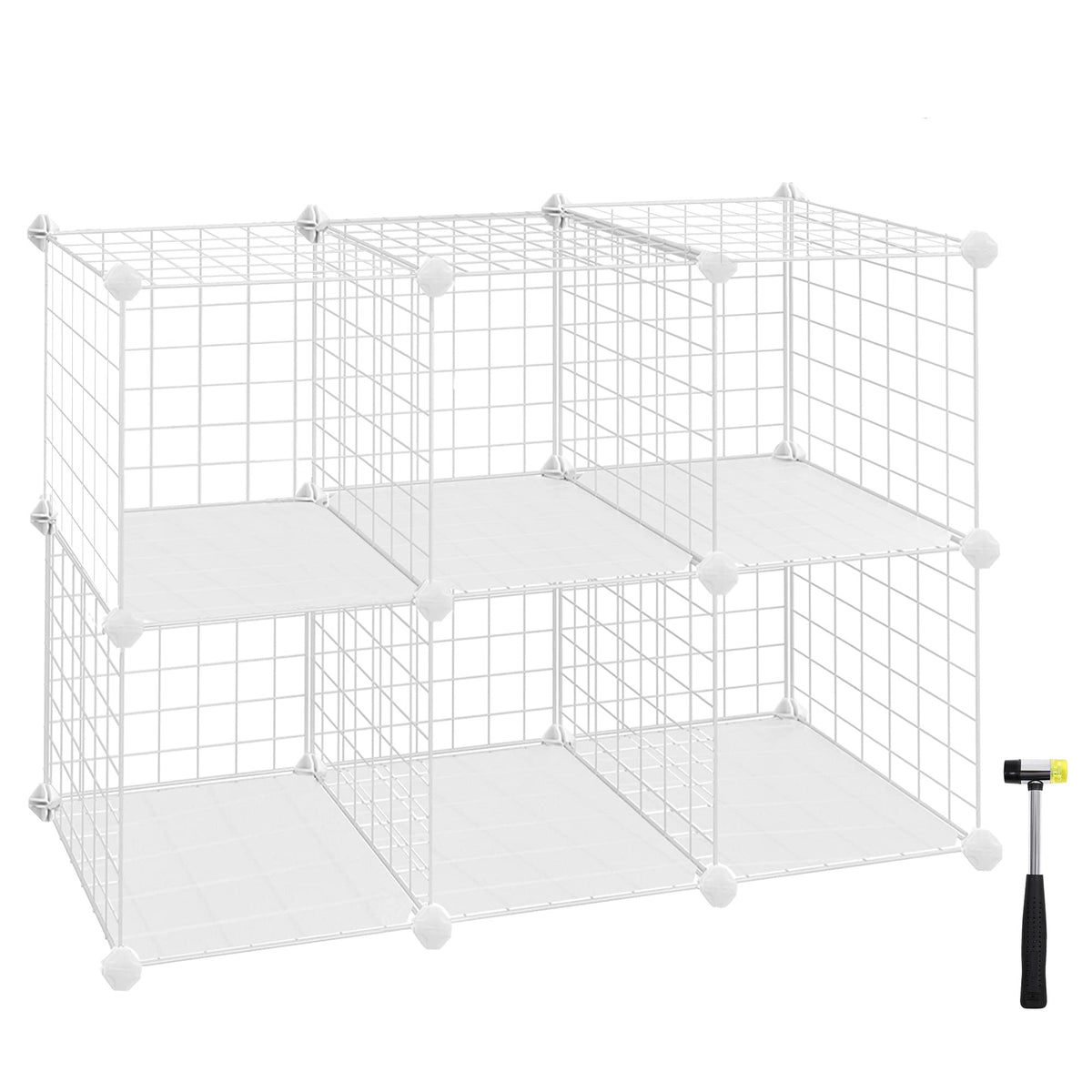 SONGMICS Storage Cabinet, Shelf, Lattice Panels, 6 Compartments, Large Capacity, Free Rubber Mallet, Dimensions 63 x 31 x 93 cm (L x W x H), White LPI111W