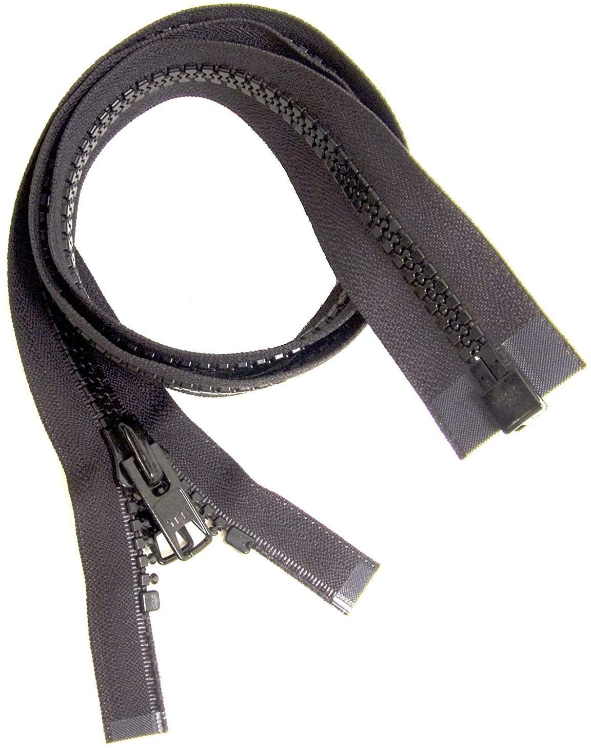 #10 Heavy Duty Marine Grade YKK Separating Zipper - Metal Tab Slider - Color Black - Choose Your Length - Made in The United States (1 Zipper Per Pack) (48" Inches)