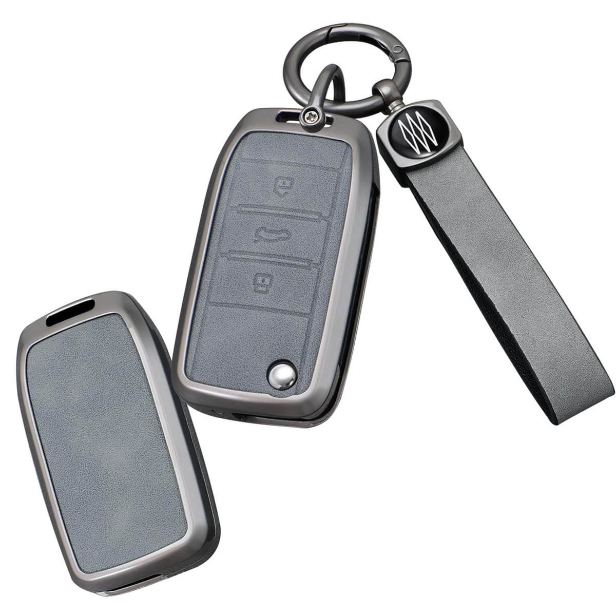 TECART Flip Key Car Key Case Car Key Case Fits MG Morris Garages MG3 MG5 MG6 MG7 EZS HS EHS X-Power MGR RX5 ZS ZR ZT GT GS Protective Leather Key Protector 3 Buttons B Grey
