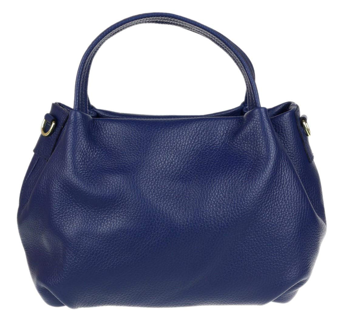 Girly HandBags Womens Bucket Genuine Leather Handbag (Navy)