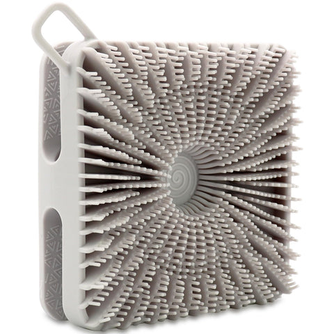 Silicone Body Scrubber, Silicone Loofah Double-Sided Body Brush,Silicone Shower Scrubber and Scalp Massager Shampoo Brush for Sensitive Kids Women Men All Kinds of Skin (1PCS Cool Gray)
