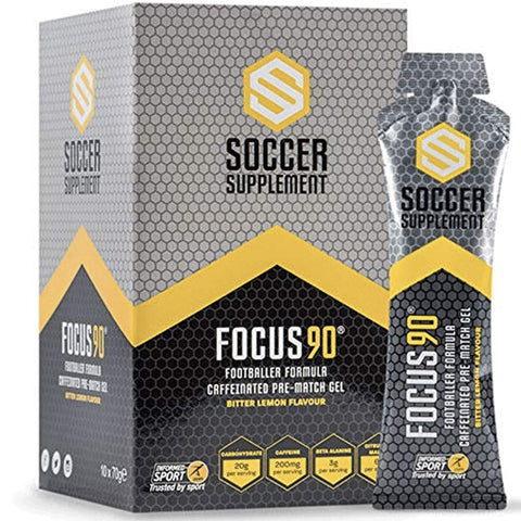 SOCCER SUPPLEMENT FOCUS90Â® Caffeine Energy Gel 200mg Caffeine Per Serving, Quick Release Energy Gel Designed to Enhance Performance and Concentration, 12x 70g Gels, Informed Sport Tested