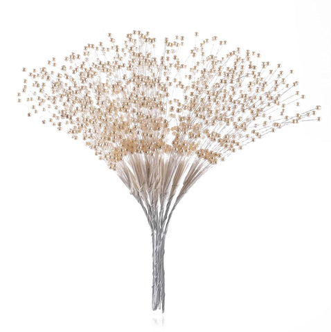 50pcs Beaded Stick Bride Wedding Pearl Bouquet Party Decoration (Ivory)