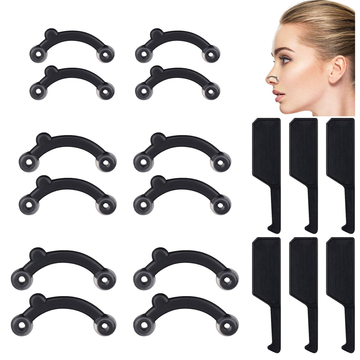 Bonuci 30 Sets Nose Lifter Nose up Lifting Shaper Clip 3 Sizes Nose Lifter Inserts Nose Bridge Straightener Silicone Nose Beauty Corrector Tool Nose Slimmer for Wide Nose