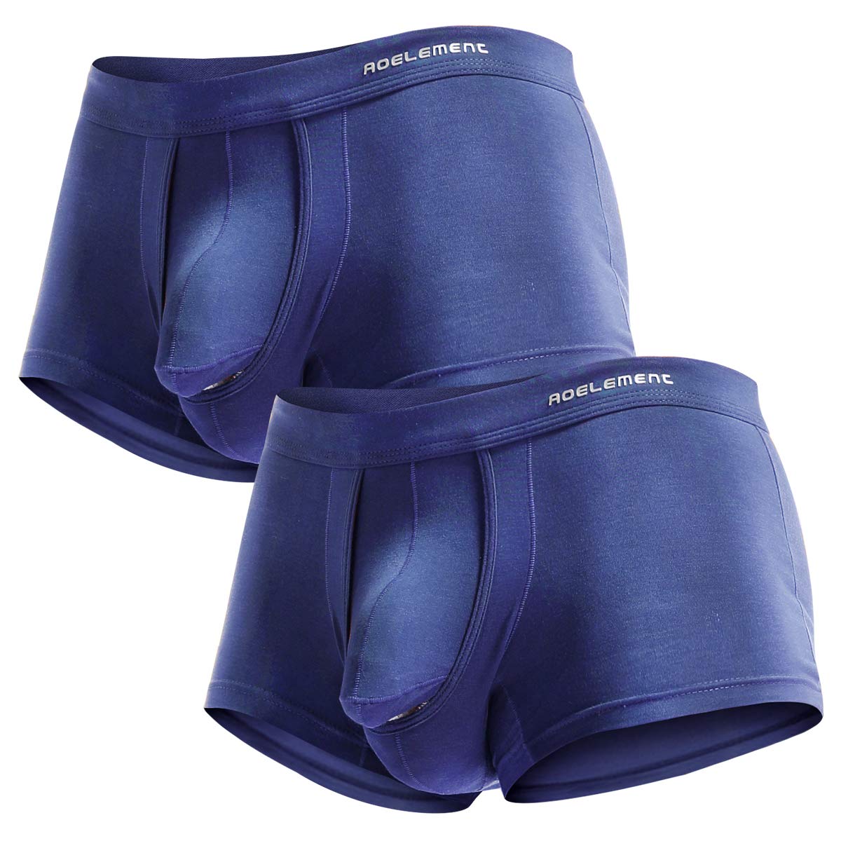 Ouruikia Men's Underwear Modal Boxer Briefs Lightweight Turnks Tagless Underpants with Separate Pouch Navy XL