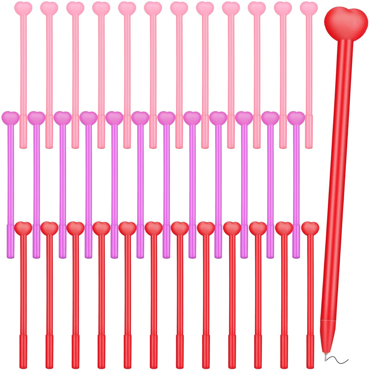 Sayglossy 100 Pcs Valentines Heart Gel Ink Pens Bulk Novelty Pens Fun Pens for Heart Pen Holiday Pens Ballpoint Pens with Black Ink for Valentine's Day Office Supplies(Multicolor)