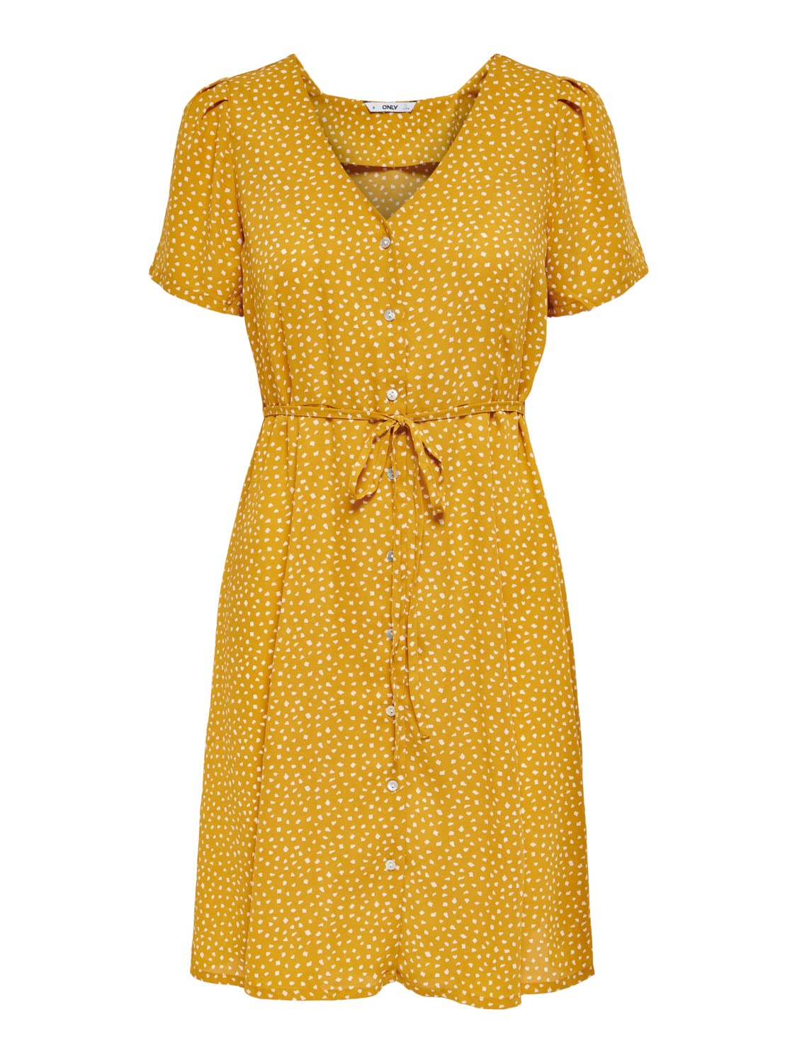 ONLY Women's Onlsonja S/S Dress Noos Ptm, Chai Tea/AOP: Dot W Macadamia, 6
