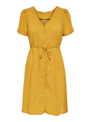 ONLY Women's Onlsonja S/S Dress Noos Ptm, Chai Tea/AOP: Dot W Macadamia, 6