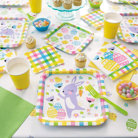 Plaid Easter Beverage Paper Napkins | 5" x 5" | 24 Pcs