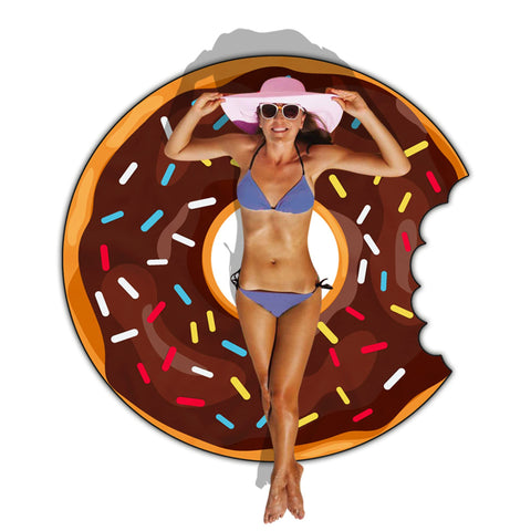 Round Donut Beach Towel Blanket - Large Microfiber Soft Sand Free Towel Carpet Yoga Mat for Women & Girl Use for Bath Pool Beach Picnic (Chocolate)