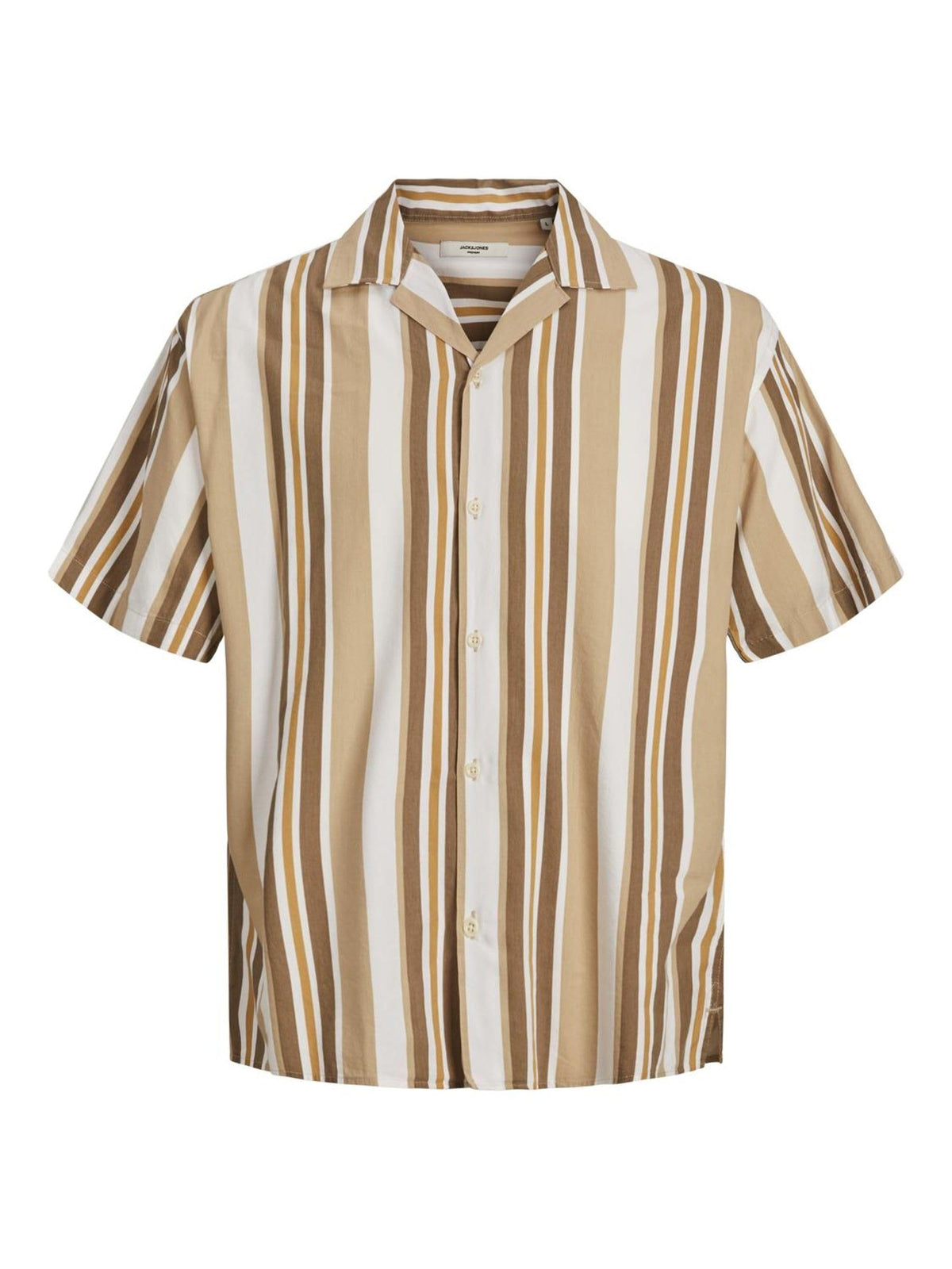 JACK & JONES Men's Jprblatt ropic Resort Shirt S/S Sn, Iced Coffee/Stripes: Relax fit, M