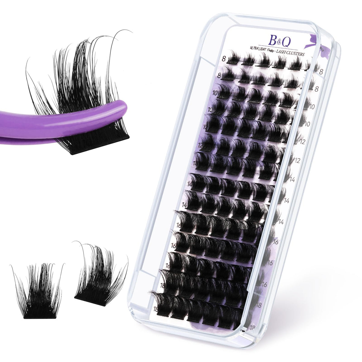 Lash Clusters Fluffy Individual Lashes 84 Pcs Ultralight Eyelash Clusters B&Q DIY Cluster Eyelash Extensions at Home Wispy Lash Extension Light as Feather Cluster Lashes(F05-D-8-18MIX)