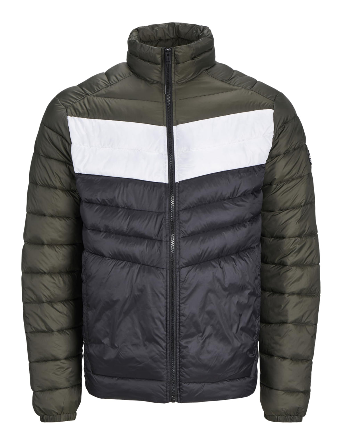 JACK & JONES Men's Jjesprint Puffer Collar Jacket, Black/Detail: White/Rosin Blocking, XL