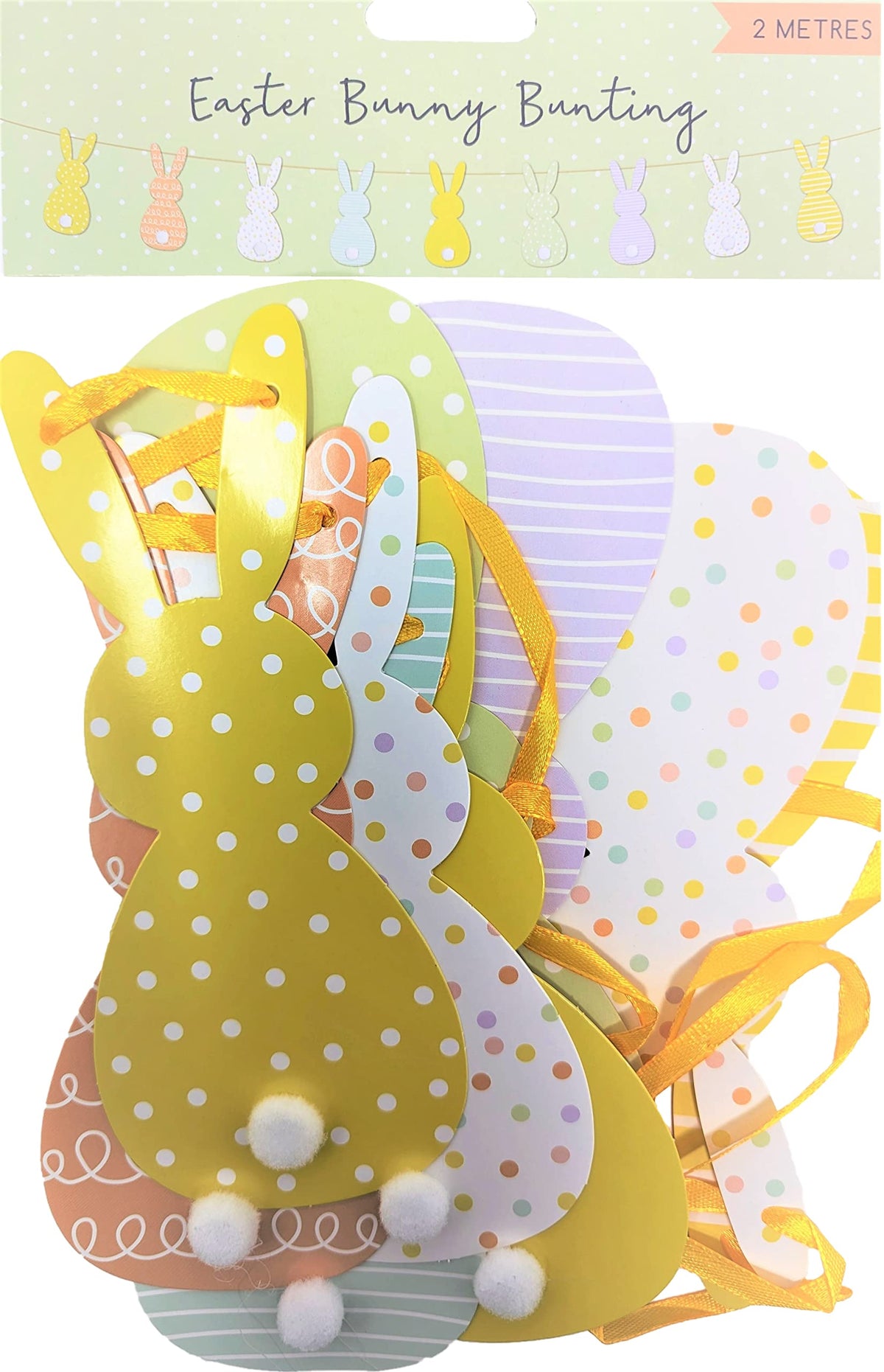 1x Easter Bunny Bunting, Printed on Card - Double Sided - 2 Meters