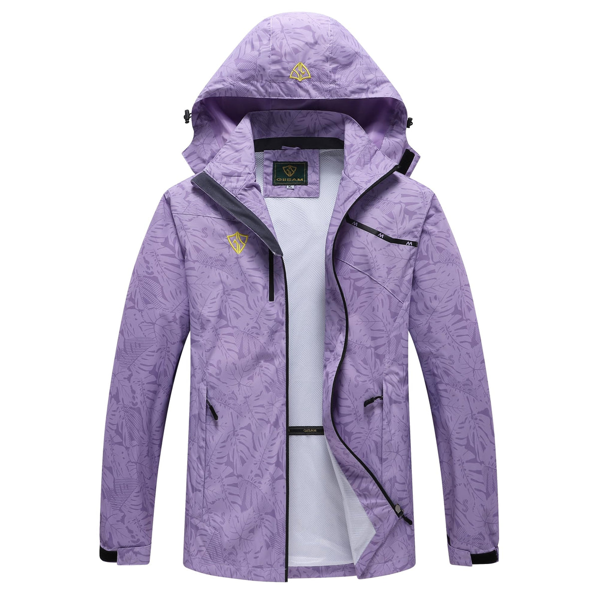 GIISAM Women's Waterproof Rain Jacket,Lightweight Windproof Full Zip Women's Packable Fall Raincoat Windbreaker with Hood(MP-PU,M)