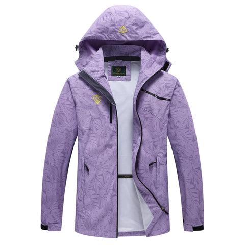 GIISAM Women's Waterproof Rain Jacket,Lightweight Windproof Full Zip Women's Packable Fall Raincoat Windbreaker with Hood(MP-PU,M)