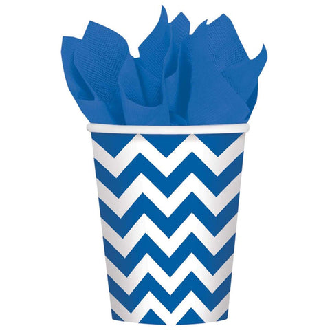 Amscan 581492.105 Bright Royal Blue Chevron Paper Cups, Multi Color