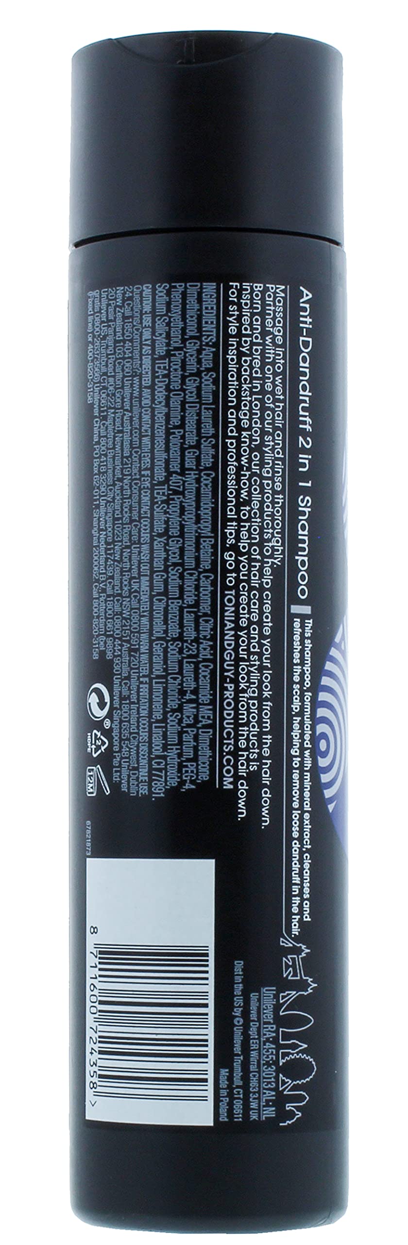 Toni & Guy Men 2 in 1 Anti Dandruff Shampoo & Conditioner x 250ml & Toni & Guy Men Deep Clean Shampoo x 250ml