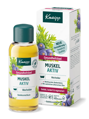 Kneipp Health Bath Muscle Active - Bath Oil with Valuable Essential Juniper, Winter Green & Rosemary Oil - Warming & Soothing for Muscles - 100 ml