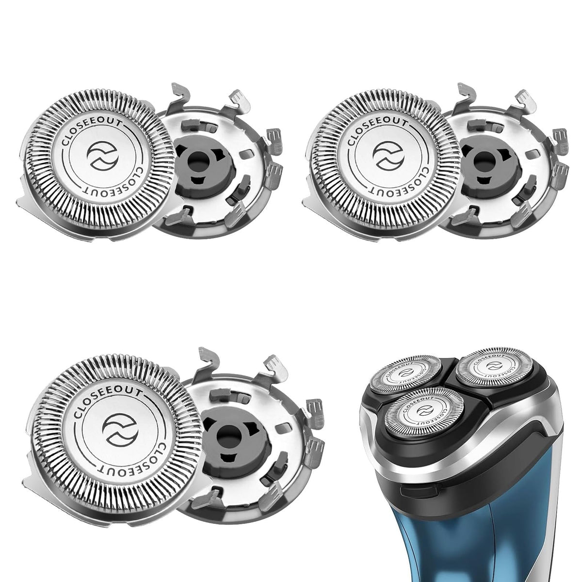 SH30/50/52 Shaver Replacement Shaver Heads Electric Shaving Blades for Phi-Lips Series 1000/2000/3000/5000 Stainless Steel 3pcs Cutting Heads for Model AT8xx/AT7xx/PT8xx/PT7xx Style