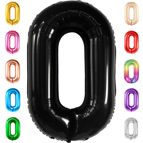 Large, Black 0 Balloon Number - 40 Inch | 0 Digit Balloon for Black Number Balloons | Giant Black Zero Balloon for Black Birthday Decorations | 0 Mylar Black Number | Number 0 Balloons for Anniversary