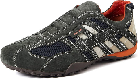 Geox Man Uomo Snake Sneakers, DK GREY/OFF WHITE, UK 8