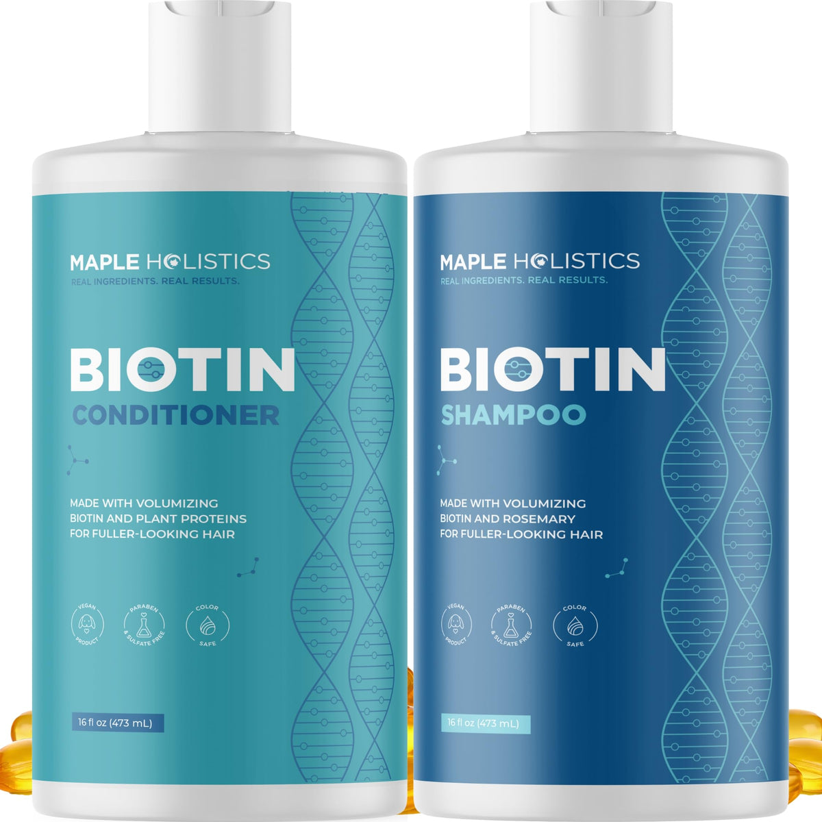 Moisturising Biotin Shampoo and Conditioner - Sulphate Free Hair Shampoo and Conditioner for Thinning Hair and Dry Scalp - Volumising Shampoo with Argan Tea Tree Rosemary and Coconut Oil - 473 ml