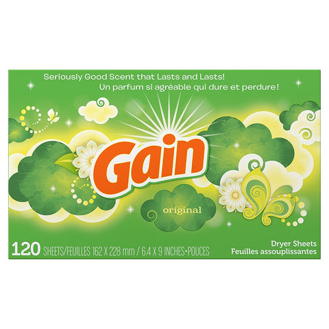 Gain Dryer Sheets, Original, 120 Count (Packaging May Vary) (Pack of 6)