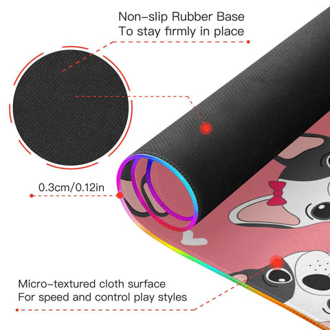 Dog Pink Wireless Charging Mouse Pad for Mobile Phone Extra Large Gaming Mousepad with 13 Lighting Modes Computer Mat for MacBook PC Laptop Desk Office Home Gaming